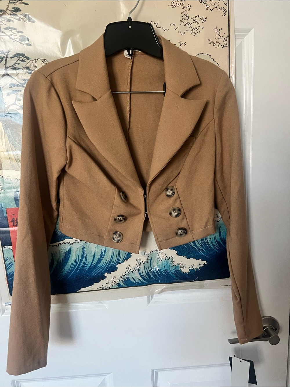 Kingston Cropped Midi Dress Blazer - Camel Brown